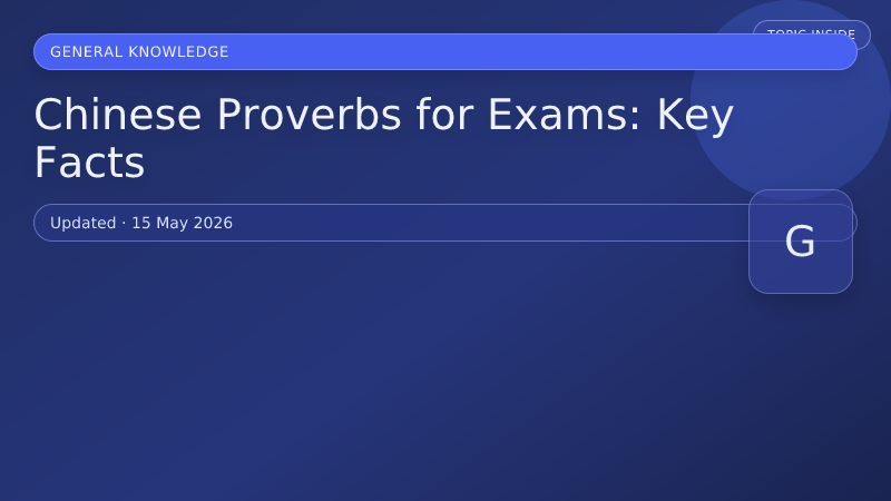 Chinese Proverbs for Exams: Key Facts