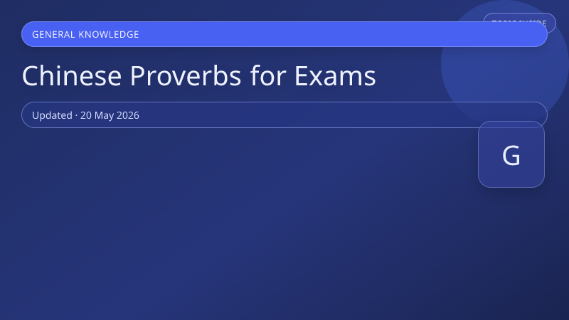 Chinese Proverbs for Exams