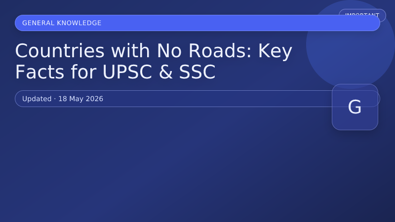 Countries with No Roads: Key Facts for UPSC & SSC