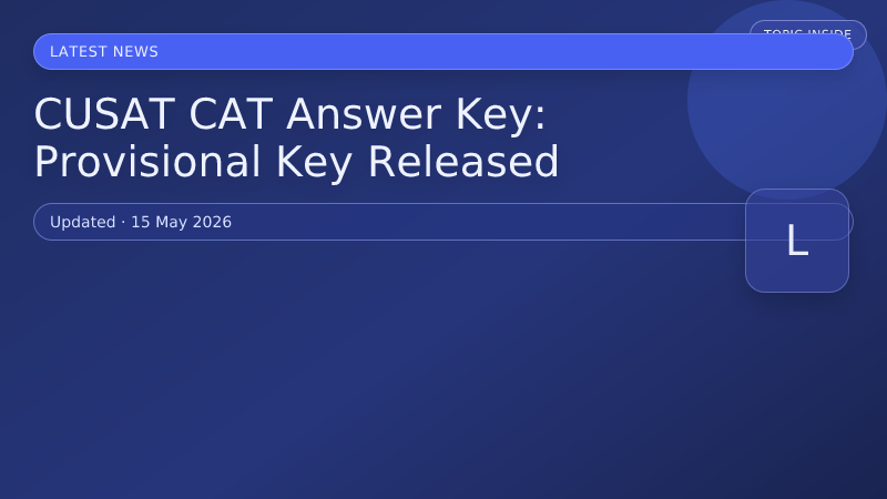 CUSAT CAT Answer Key: Provisional Key Released