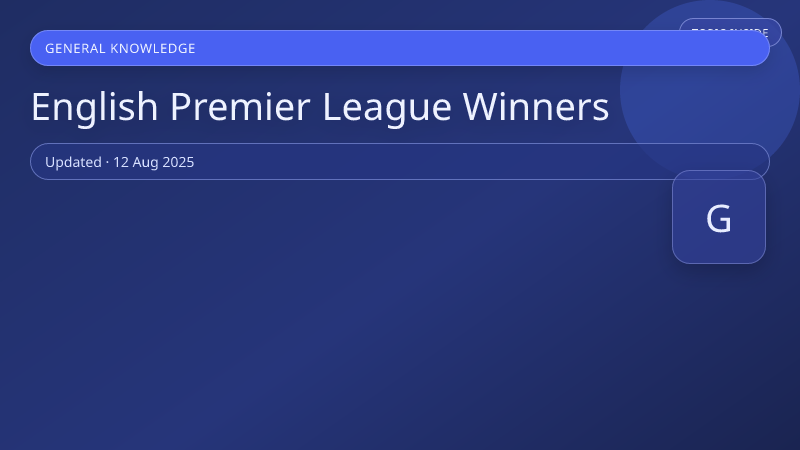 English Premier League Winners