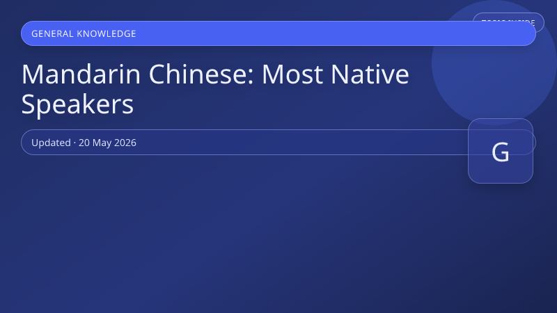 Mandarin Chinese: Most Native Speakers