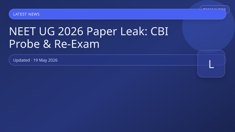 NEET UG 2026 Paper Leak: CBI Probe & Re-Exam
