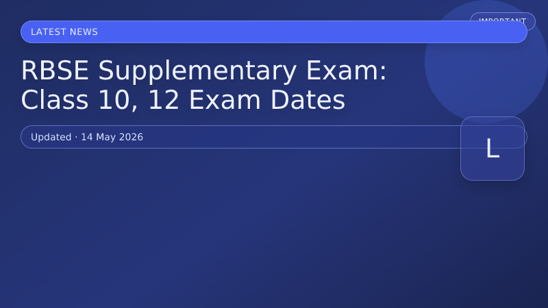 RBSE Supplementary Exam: Class 10, 12 Exam Dates