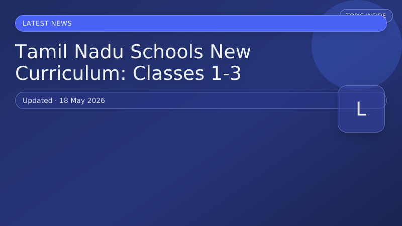 Tamil Nadu Schools New Curriculum: Classes 1-3