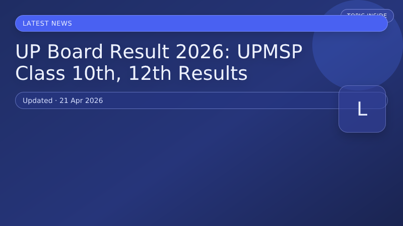 UP Board Result 2026: UPMSP Class 10th, 12th Results