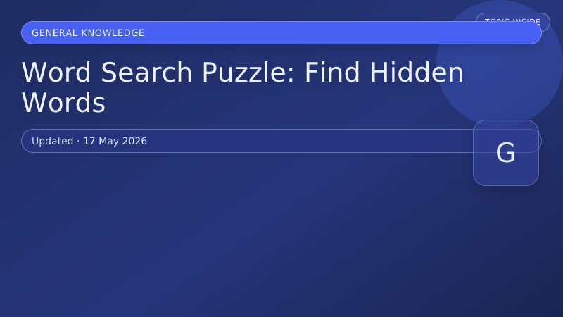 Word Search Puzzle: Find Hidden Words